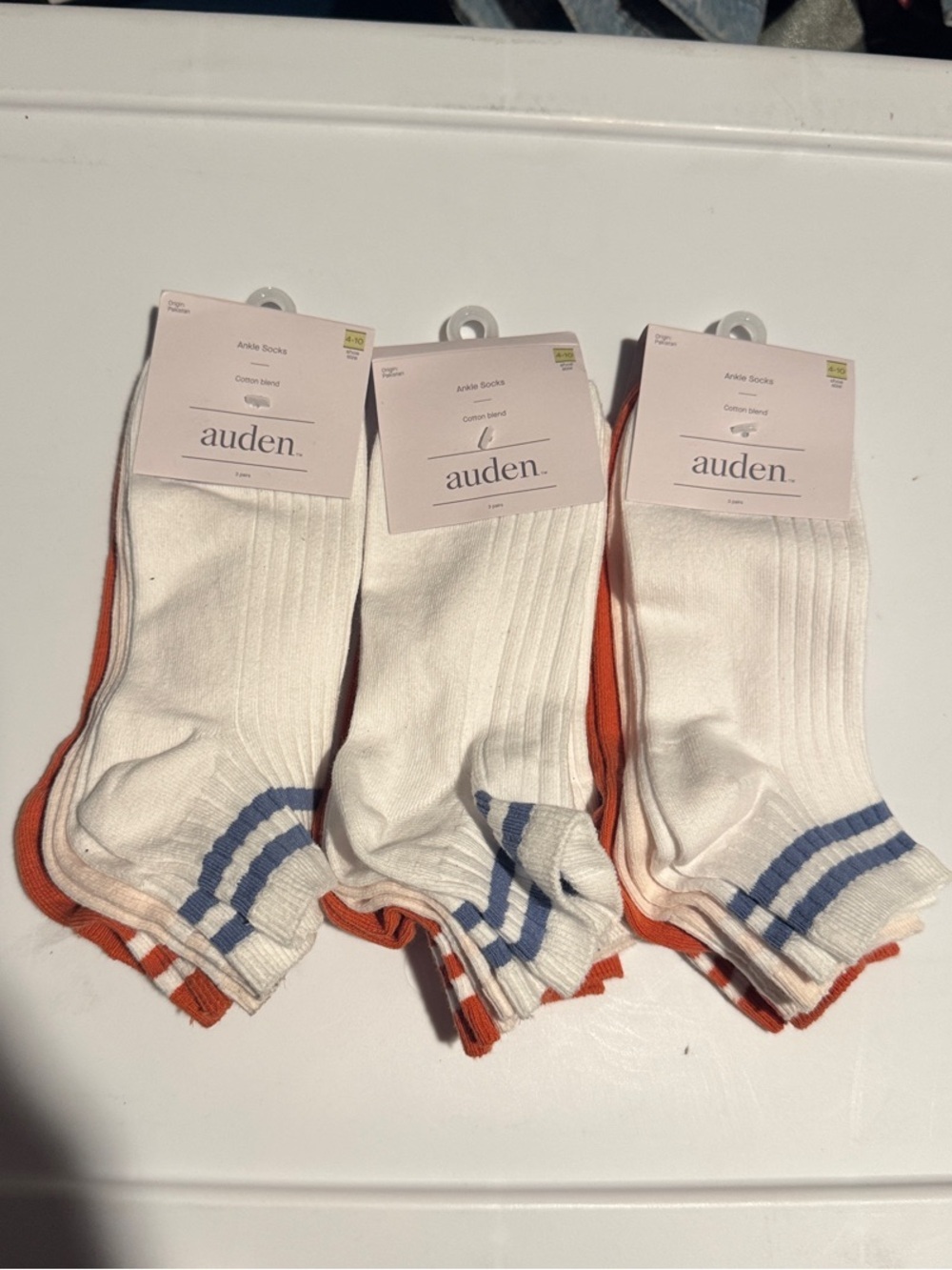 9 pairs of Auden Women’s White Ankle Socks
